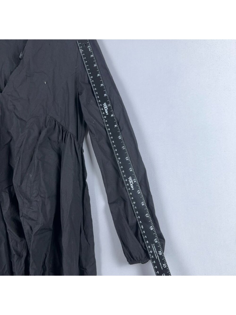 Zara Tiered Maxi Dress Size Small Black 100% Cotton Long Sleeve V Neck - Picture 13 of 14